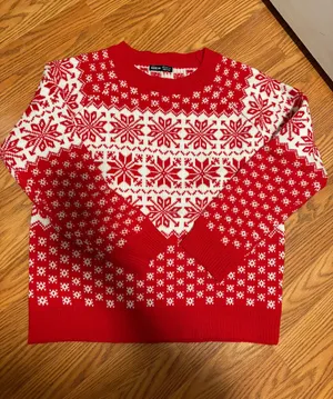SheIn Red Snowflake Christmas Holiday Sweater thumbnail 1