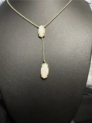Kendra Scott Framed Elisa Gold Y Necklace in Iridescent Drusy thumbnail 2