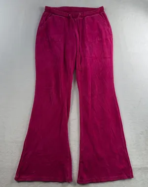 VTG Y2K Mossimo S Small Velour Pants Pink Flare Leg Low Rise Drawstring Hip‎ Hop thumbnail 1