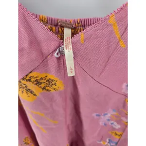 Free People Tunic Womens L OB1910773 Pink Floral‎ Boho Balloon Sleeve EXCELLENT thumbnail 2