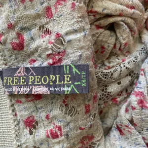 Free People Cotton Y2K Fairy Peasant Babydoll Floral Lace Cardigan Top XS Beige thumbnail 5
