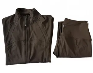 Lululemon Brown Matching Activewear Set Zip Jacket and High-Waist Leggings Size thumbnail 1