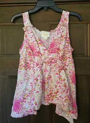 O Maeve Pink Floral Ruffle-Trim Camisole Small thumbnail 1