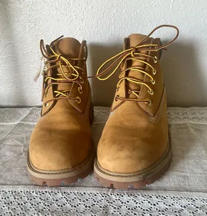 Timberland 6-Inch Premium Waterproof Boots in Wheat Nubuck color, boys size 3. thumbnail 1