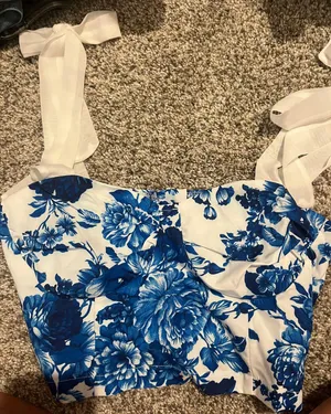 SheIn Blue Floral Top thumbnail 3