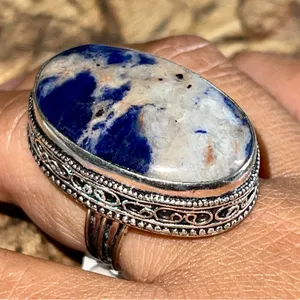 Navy Sodalite Ring Size 9 1/2 Blue thumbnail 1