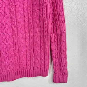 Lauren Ralph Lauren Cable Knit Sweater Womens M Pink Cotton Crew Neck Preppy thumbnail 3