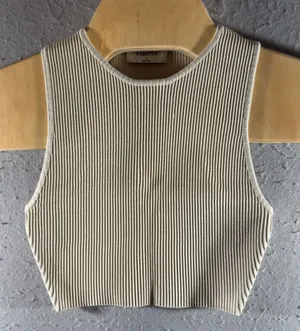 157 | Babaton Sculpt Knit Ribbed Cropped Tank Beige Womens S thumbnail 1
