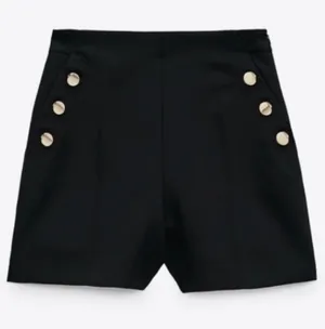 Zara NWT Black High Waist Sailor Shorts S Gold Button Tailored Nautical thumbnail 1