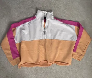 Cotton On Colorblock Half-Zip Sweater in White, Peach & Pink thumbnail 1