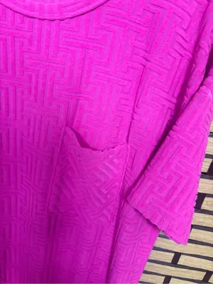 Entro Fuschia terry cloth midi dress/swim cover up size medium thumbnail 4