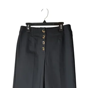 LOFT Pants Women 0 Petite Black NWT High Waist Wide Leg Button Fly Crop Trousers thumbnail 4