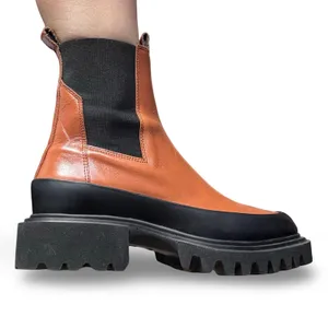 AllSaints Harlee Tan Brown Leather Lug Sole Chelsea Boots Size 8‎ Statement thumbnail 2