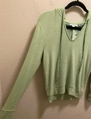 Roller Rabbit Green Lena Ribbed Long Sleeve Hoodie Size Small thumbnail 7