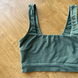 Abercrombie & Fitch Square Neck Lightly Lined Sports Bra, Green, Size Small thumbnail 2