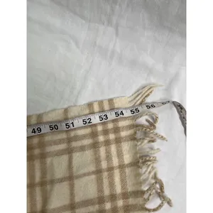 Burberry Novacheck Beige Cream Cashmere Knit Fringe Scarf thumbnail 5