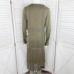 BKE Buckle Gimmicks Western Boho Lace Trim‎ Cardigan Duster Olive Green Small thumbnail 4