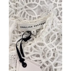 NEW English Factory Mini Dress White Chanall Floral Crochet Overlay A Line Small thumbnail 11