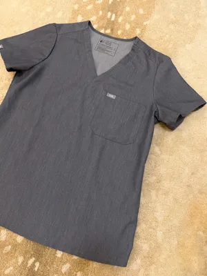 FIGS Technical Collection Gray Scrub Top Women’s Small V Neck Medical Uniform thumbnail 3