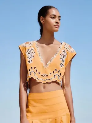 Farm Rio Banana Tree Camel Blouse S thumbnail 3