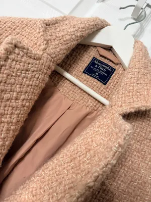 Abercrombie & Fitch Womens XS Blush Pink Boucle Coat Quiet Luxury Preppy Chic thumbnail 4