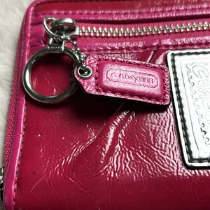Coach Poppy Pink Leather Wristlet thumbnail 11