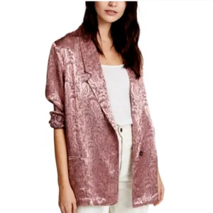 Free People no longer made silky jacquard paisley long 1 button blazer jacket S thumbnail 4
