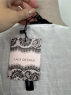 NWT Herve Bernard White Lace-Trim Button Front Women’s Top Lightweight XL thumbnail 4