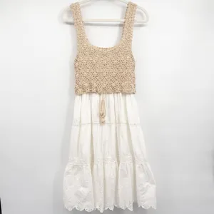 Anthropologie Womens Brittney Crochet Top Eyelet Boho Cottagecore Tiered Dress S thumbnail 3