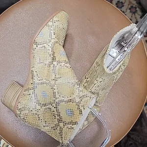 New Anthropologie Snake Print Ankle Heel Booties thumbnail 2