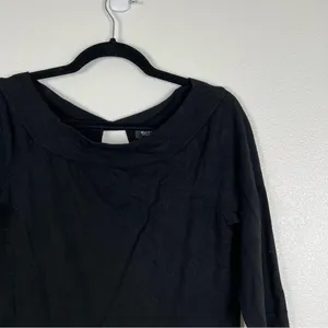WHITE House Black Market Knit 3/4 Sleeve Sweater Black‎ Sz M thumbnail 3