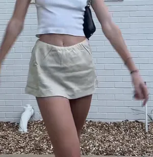 My Little Micro Free People Mini Cotton Linen Skort croissant thumbnail 1