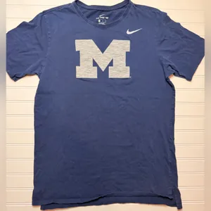 Nike Blue Tee with Gray 'M' Logo thumbnail 1