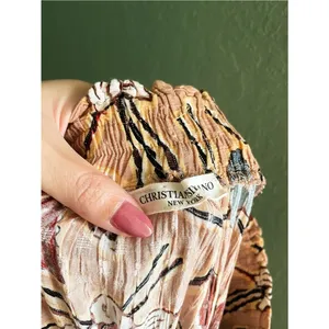 Christian Siriano New York Midi Tiered Smocked Skirt Size XS Boho Festival Tan thumbnail 4