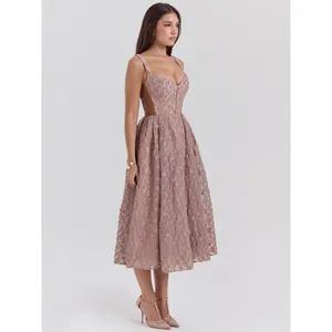 House of CB Lovely French Rose Jacquard Sweetheart Neckline Midi Dress S thumbnail 5