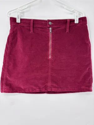 (E-574) Madewell Burgundy Corduroy Zip Mini Skirt thumbnail 4