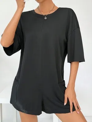 SheIn Black T-Shirt Romper thumbnail 1