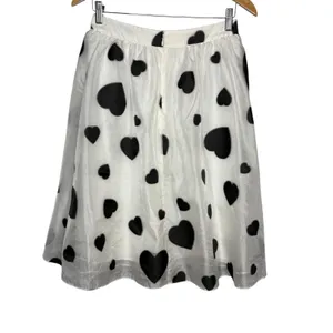 J.Crew Organza Heart Skirt Womens‎ 2 White Black A-Line Midi Romantic Coquette thumbnail 5