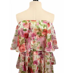 Abercrombie & Fitch Floral Strawberry Sheer Lined Tiered Strapless Dress NWT thumbnail 2