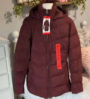 Puffer Coat Ski Jacket 32 Degrees Burgundy Maroon Womens Medium Hooded thumbnail 5