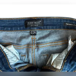 JUDY BLUE Green Blue Plaid Patch Skinny Fit Jeans Size 0/24 Women’s‎ thumbnail 4