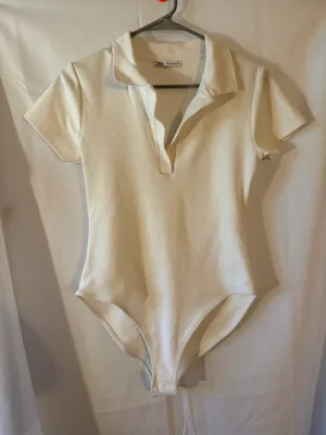 Zara Cream Polo One-Piece Women’s Bodysuit thumbnail 1
