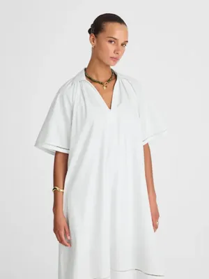 Madewell White Cotton Midi Dress NWT XXS Collared Poplin Slip Lined Summer thumbnail 12