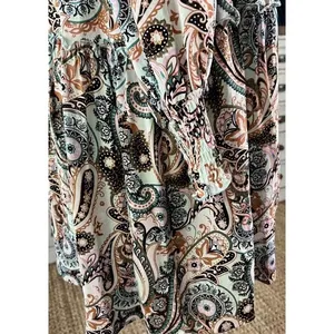 $138‎ Anthropologie Cady Tiered Longsleeve Mint Paisley Tunic Dress XS thumbnail 5