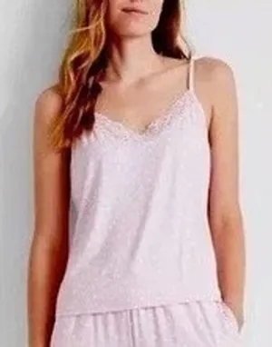 State Of Day Intimates Cami Top Womens L Pink Polka Dot Spaghetti Strap V-Neck thumbnail 1