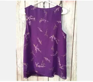 Apt 9 Sz L Gorgeous Sleeveless Purple Floral Blouse Top Flowy & Flattering thumbnail 5