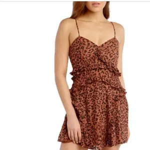 Bardot Leopard‎ Frill Cut Out Mini Dress Size 12/XL thumbnail 10