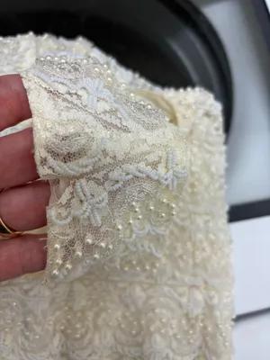 Vintage 1960s Regalia Imports Beaded Silk Lace Top Sleeveless Shell Cream S thumbnail 9