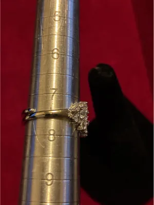 Silver Tone Baguette and Pear Cut CZ Marquise Tiara Statement Ring thumbnail 4