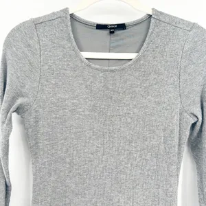 Quince Womens Soft Tencel Rib Knit Long Sleeve Midi‎ Lounge Dress Size XS Gray thumbnail 4